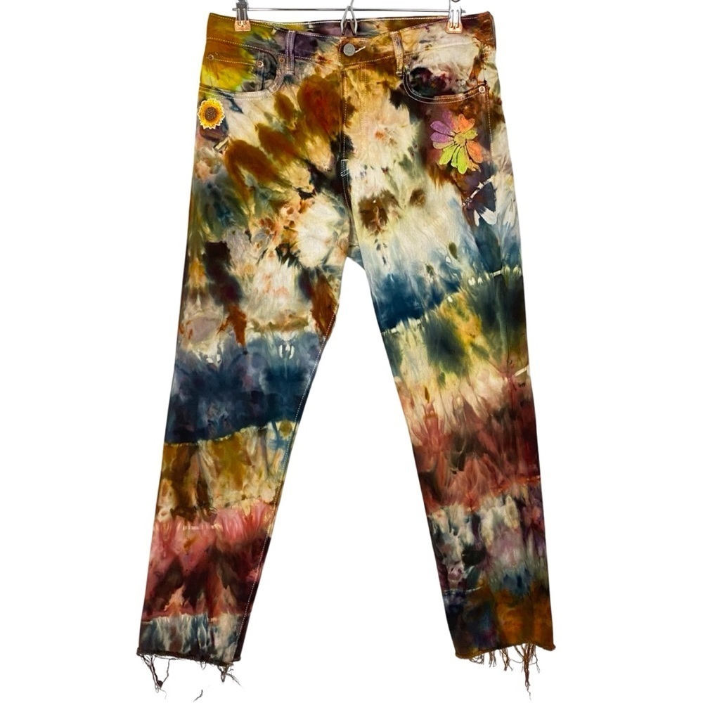 Levis 501 Jeans Custom Tie Dye Waist 31  10 - 12  Custom Tie Dye Upcycled 😀